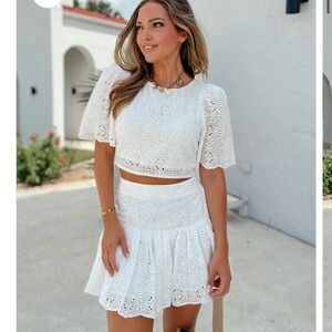 MARBLE White Eyelet Skirt Set